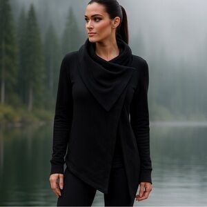 Z by Zella Black Cowl Neck Shooting Star Cardigan Sweatshirt, NWT